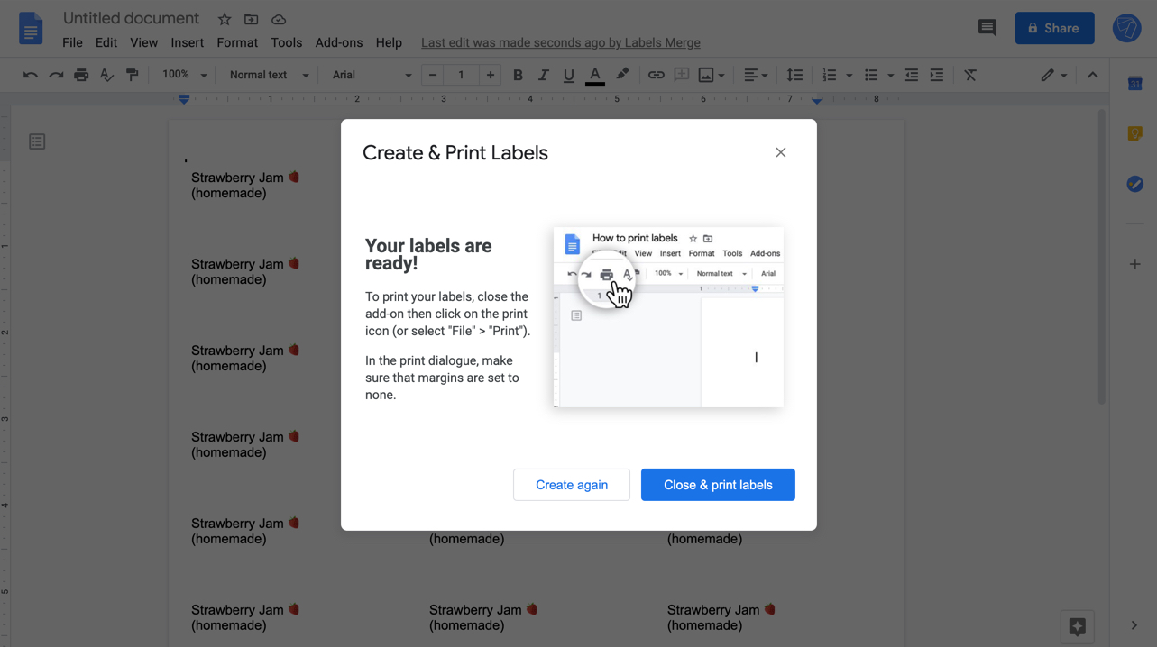 using free doc merge to print schedules in google