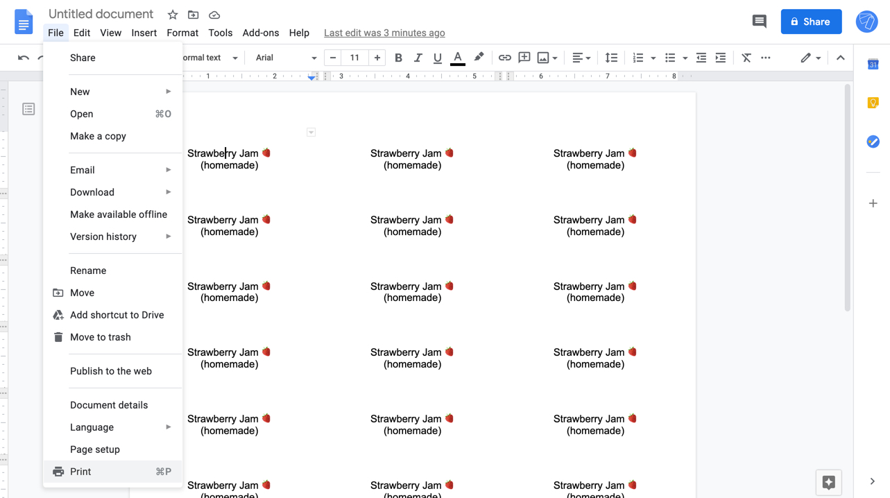 avery labels template google docs