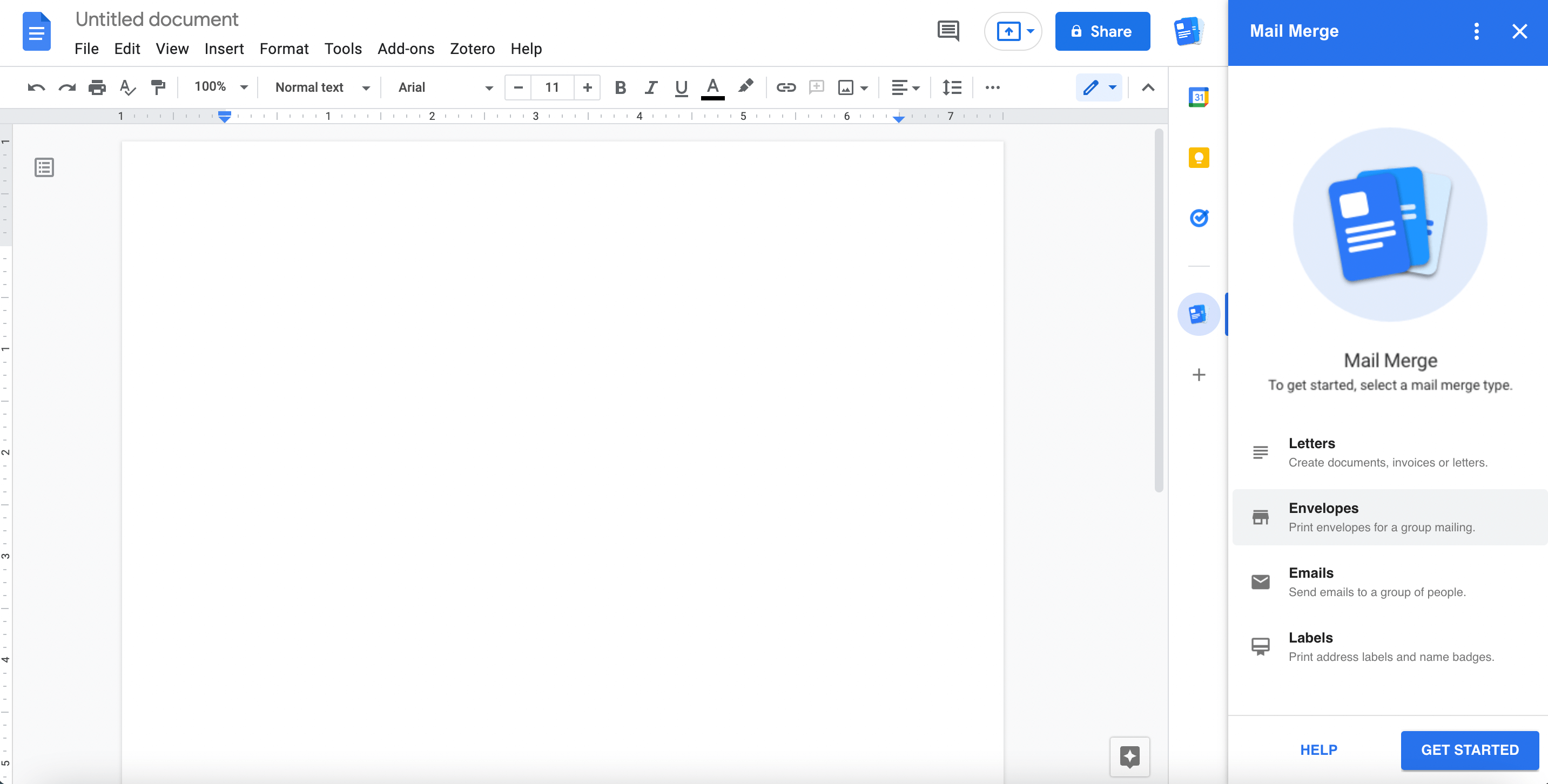 Screenshot of Mail Merge for Google Docs