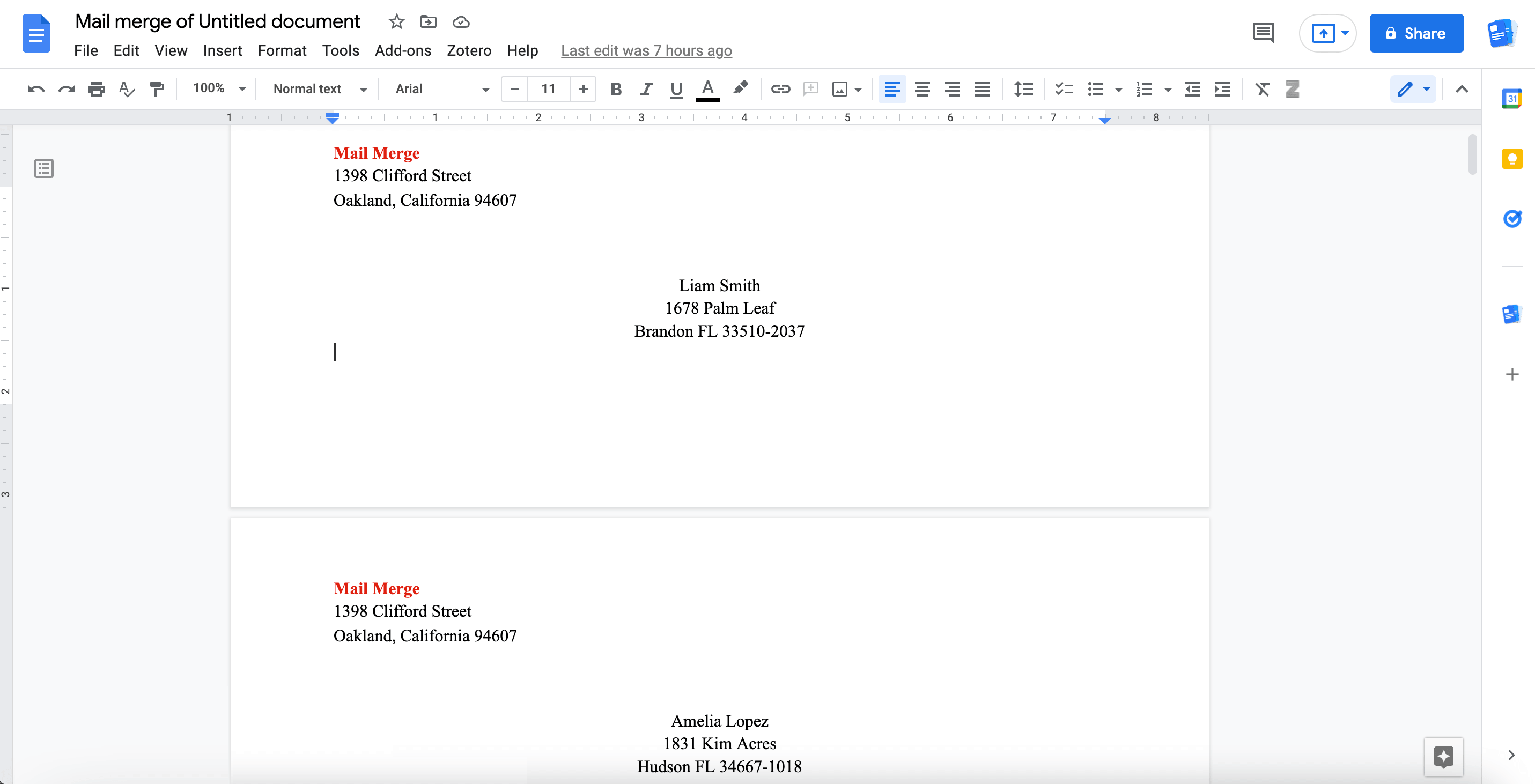 Google Docs Envelope Template