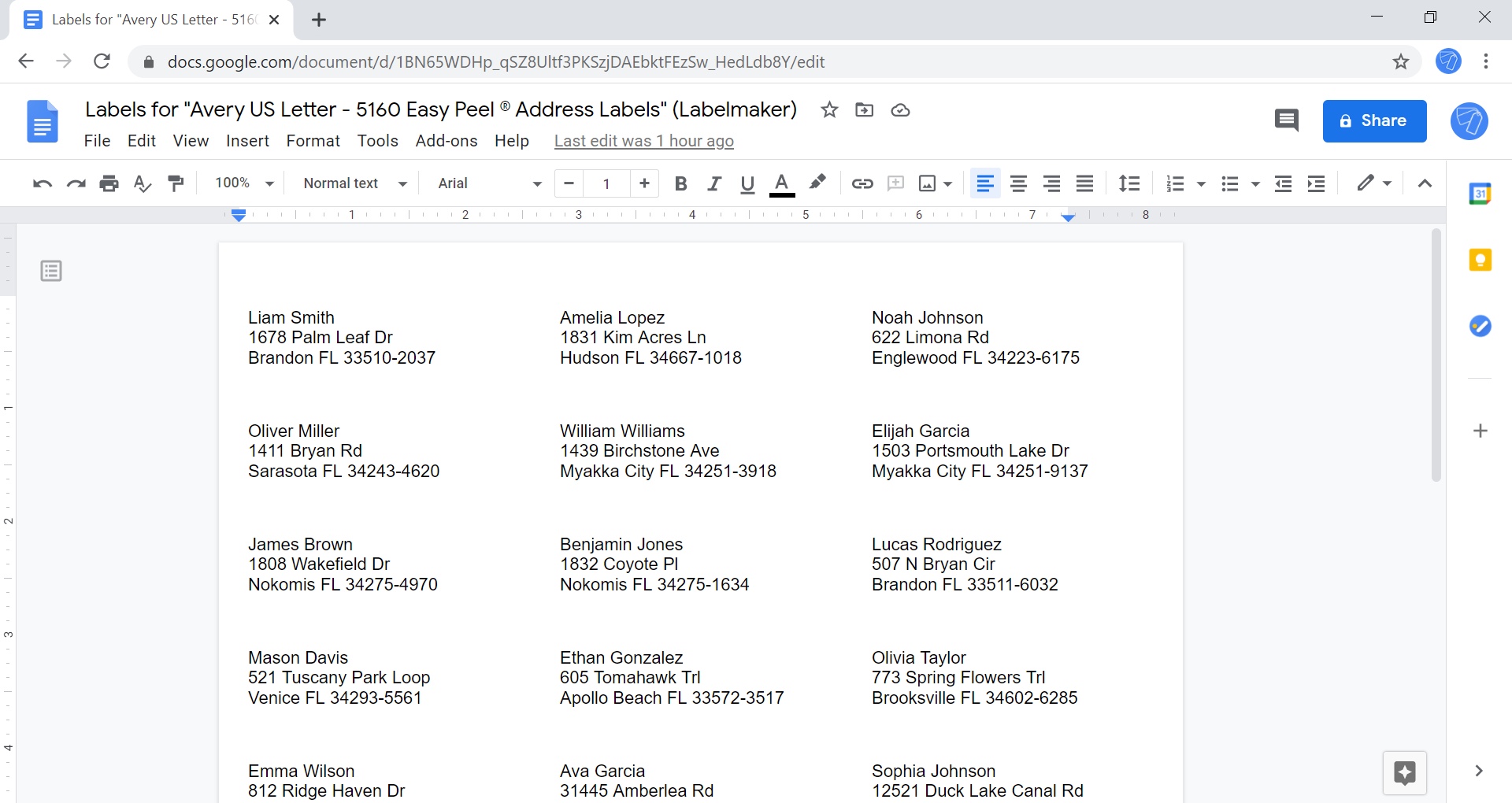 how to print address labels from excel with google docs