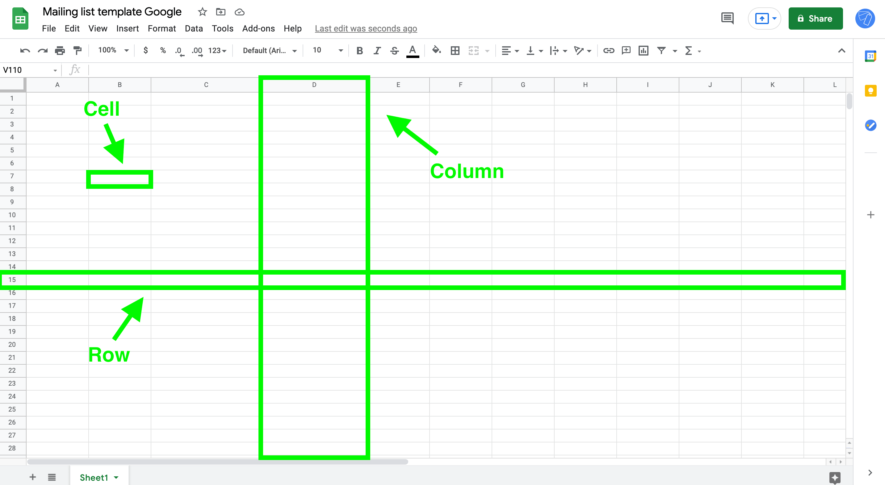 Understanding how a spreadsheet works in Google Sheets