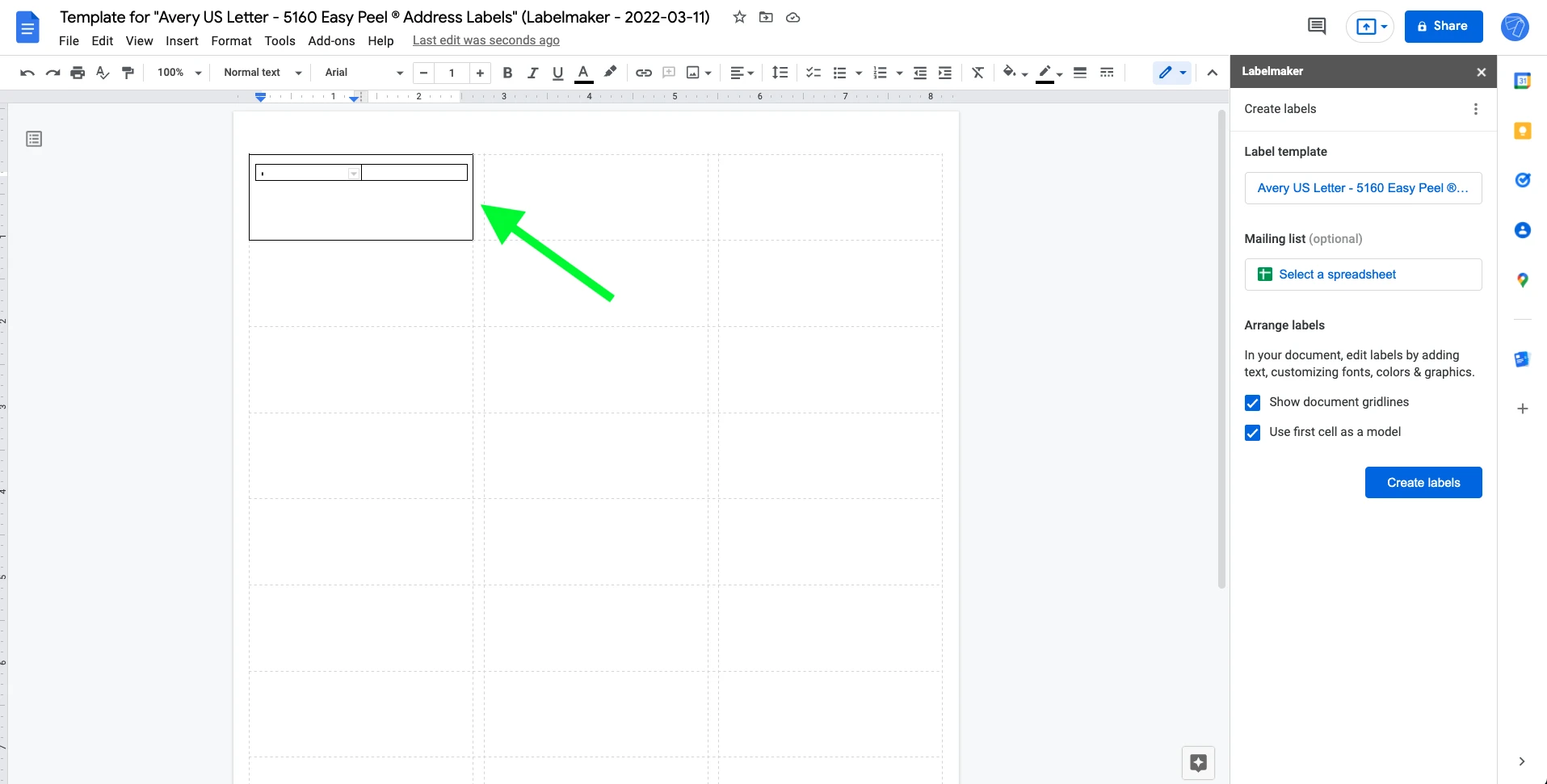 Step 4 to add an image into your Wedding labels using a table