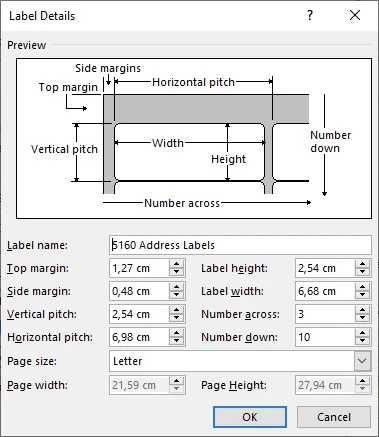 Create a custom sized label in Word