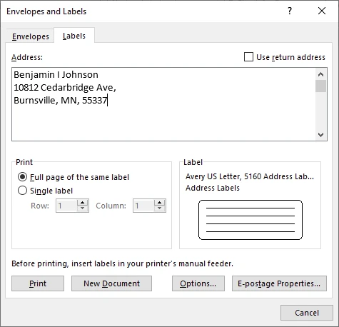 Add text to labels in Word